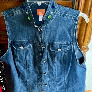 Jeweled denim vest